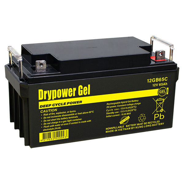 Drypower 12GB65C GEL Deep Cycle Battery 65Ah 12V Maintenance-Free Power for Mobility Scooters & Golf Carts