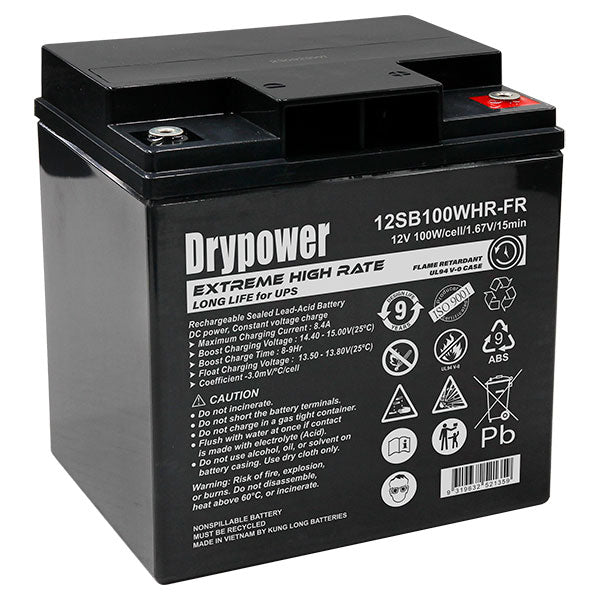 Drypower 12V 28Ah Sealed Lead Acid Battery - Professional-Grade Power Backup for UPS, Data Centers & Emergency Systems