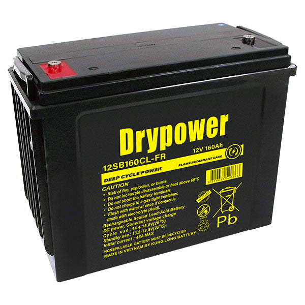 Drypower 12SB160CL-FR 160Ah Deep Cycle SLA Battery 12V Maintenance-Free Power for Solar, UPS & Industrial Applications