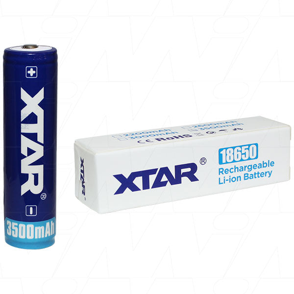 XTAR 18650-3500mAh Professional Battery Pack High-Capacity Lithium-Ion Cell for High-Drain Devices, 12.6Wh, Protected Circuit