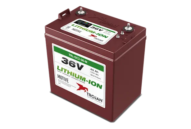 Trojan GC2 36V 45AH Lithium Deep Cycle Battery - Ultra-Light 16.8kg, M8 Terminals, 264x180x278mm, for EVs & High-Voltage Systems