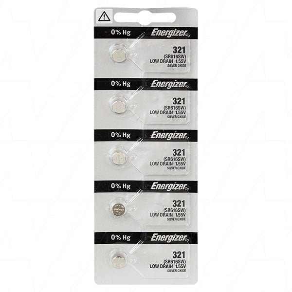Energizer 321TZ Silver Oxide 1.55V Button Cell Battery - 15mAh, 6.8mm Dia. for Watches & Precision Devices