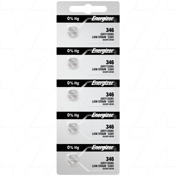 Energizer 346TZ-BP5 Silver Oxide Button Cell Battery 1.55V, 19mAh, 7.9mm x 1.3mm for Watches & Precision Devices
