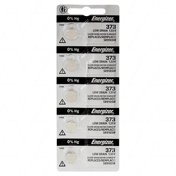 Energizer 373TZ-BP5 Silver Oxide Button Cell 1.55V, 30mAh, 9.5mm, Long-Lasting Power for Watches & Precision Devices