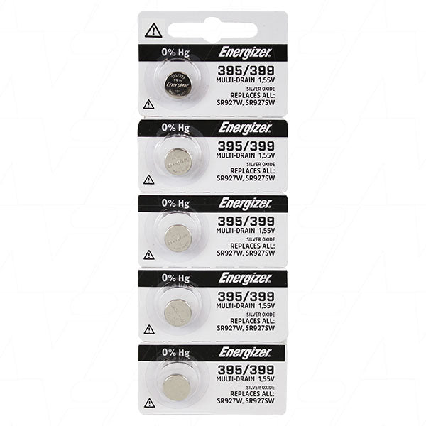 Energizer 395/399TZ-BP5 Silver Oxide Watch Battery - 1.55V, 50mAh, 9.5mm - Ideal for Watches & Medical Devices