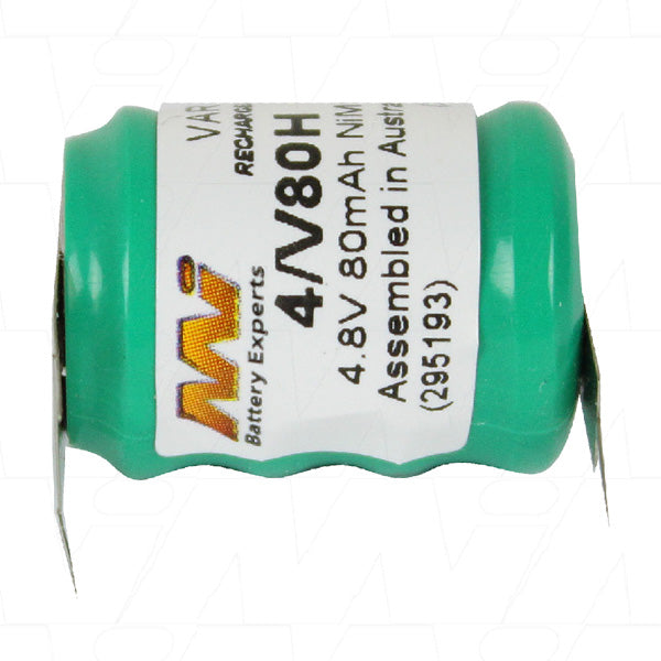 VARTA 4/V80H D+10mm S- 4.8V 70mAh NiMH Battery Pack for Industrial Memory Backup & PLC Systems