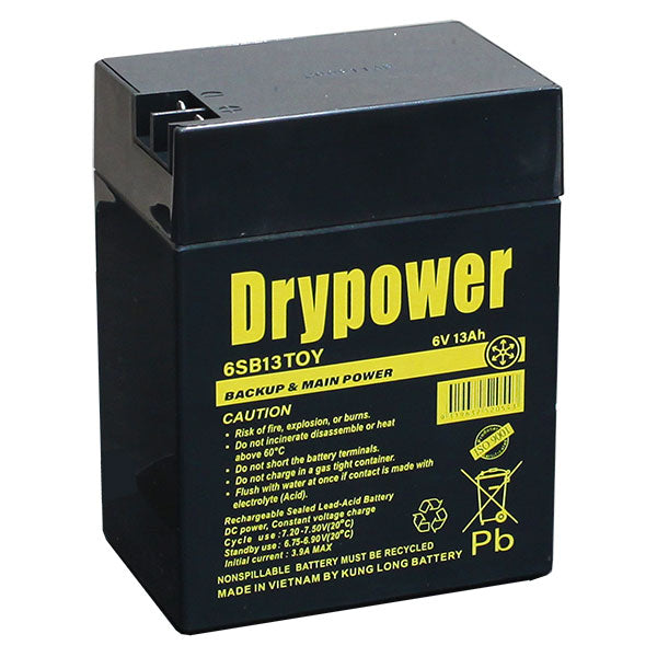 Drypower 6SB13TOY: 6V 13Ah SLA Battery for Cyclic Applications - Industrial Equipment, Emergency Lighting