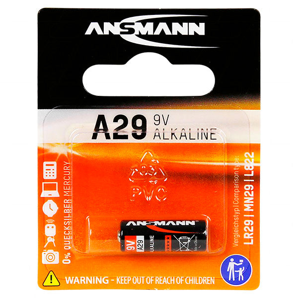 ANSMANN A29-BP1(A) 9V Alkaline Mini Battery - Professional-Grade for Automotive Security & Remotes, 20mAh, 3.5g