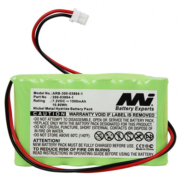 Professional-Grade 7.2V NiMH Battery Pack MI Battery Experts ARB-300-03864-1 - 1.5Ah Capacity, 10.8Wh, Compact 162g Design for Industrial & Portable Equipment