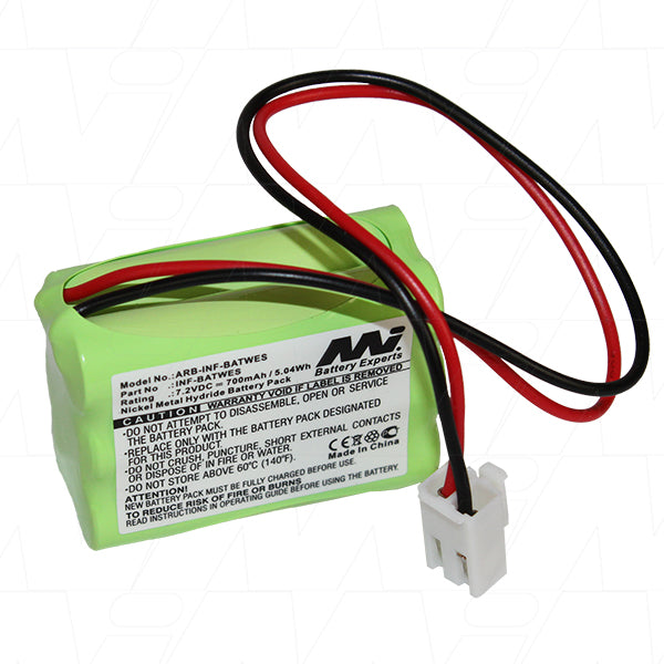 ARB-INF-BATWES 7.2V 700mAh NiMH Security System Battery - Professional-Grade Backup Power for Alarm Systems