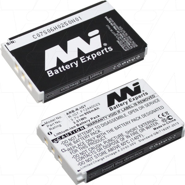 MI Battery Experts ARB-R-IG7 3.7V 950mAh Lithium-Ion Battery - Compact 20.5g Design for Professional Portable Electronics