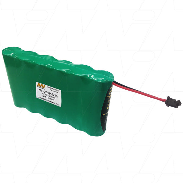 Professional-Grade 7.2V NiMH Battery Pack MI Battery Experts ARB-ZW-BAT21A - 2.55Ah Capacity, Compact 14.6x53mm Design for Industrial Use
