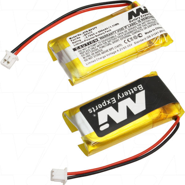 MI Battery Experts ATB-BP37Y 300mAh Lithium-Ion Polymer Battery for Animal Tracking GPS Collars - 3.7V Compact Power