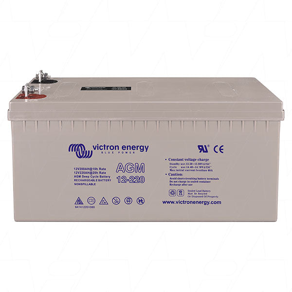 Victron Energy BAT412201085 220Ah AGM Deep Cycle Battery - 12V Sealed Lead Acid for Solar, Marine & Backup Power