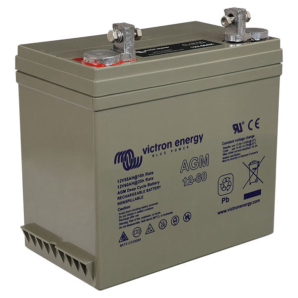 Victron Energy BAT412550084 12V/60Ah Sealed Lead Acid Battery Reliable Power for Solar, Marine & Backup Systems