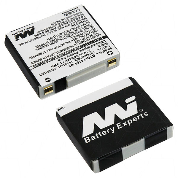 MI Battery Experts BTB-14151-01-BP1 340mAh LiPo Wireless Headset Battery for Professional Use - 3.7V, 1.3Wh, Ultra-Light 8g