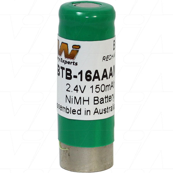 MI Battery Experts BTB-16AAAM2A NiMH 2.4V 150mAh Bluetooth Battery Pack - Professional-Grade Power for Wireless Headsets & Speakers (10x27.4mm)