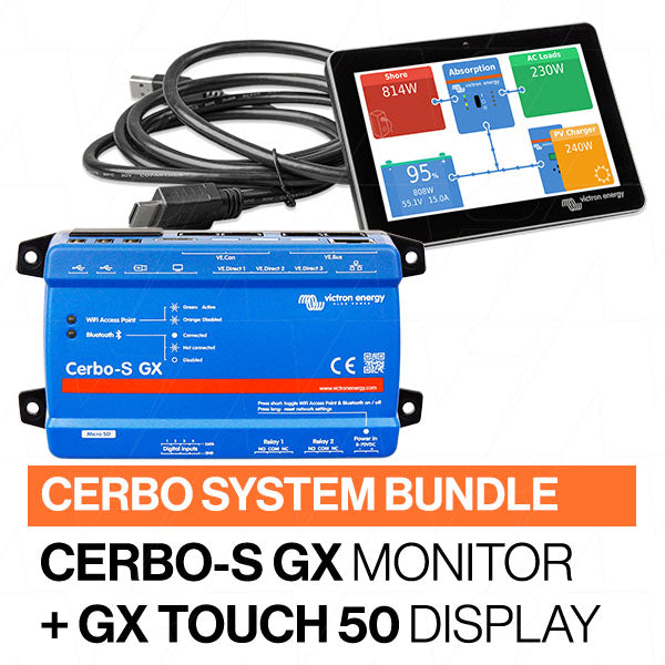 Victron Energy CERBO-S GX + TOUCH 50 COMBO Professional Power Management System with 5" Touchscreen Display for Marine & Off-Grid
