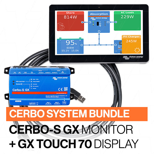 Victron Energy CERBO-S GX + TOUCH 70 COMBO Professional Power Management System with 7" Touchscreen Display for Marine & Off-Grid Applications