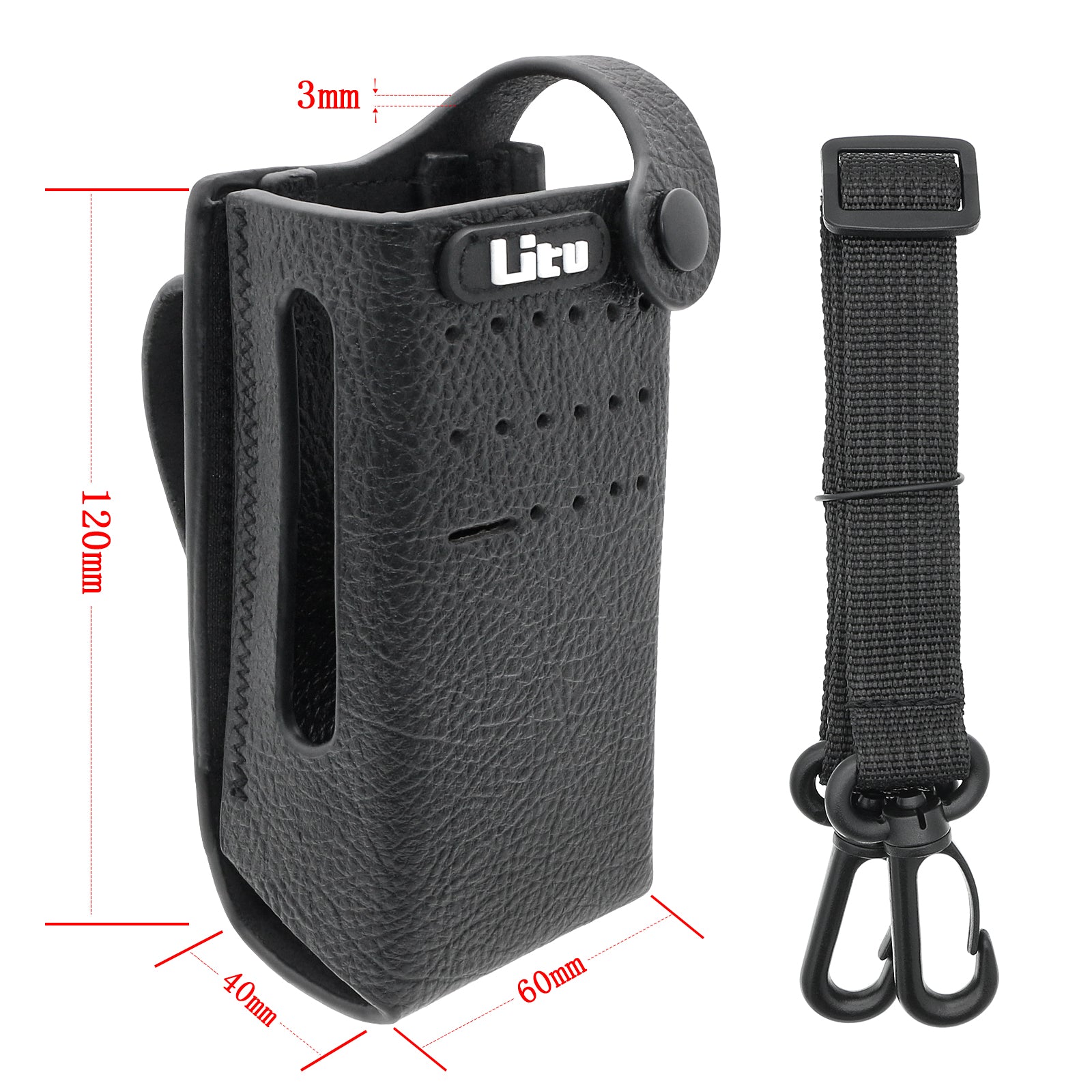 Heavy-Duty Leather Carry Case w/ Belt Loop for Motorola DP2400e Two-Way Radio - PMLN5864A - Secure Radio Holster