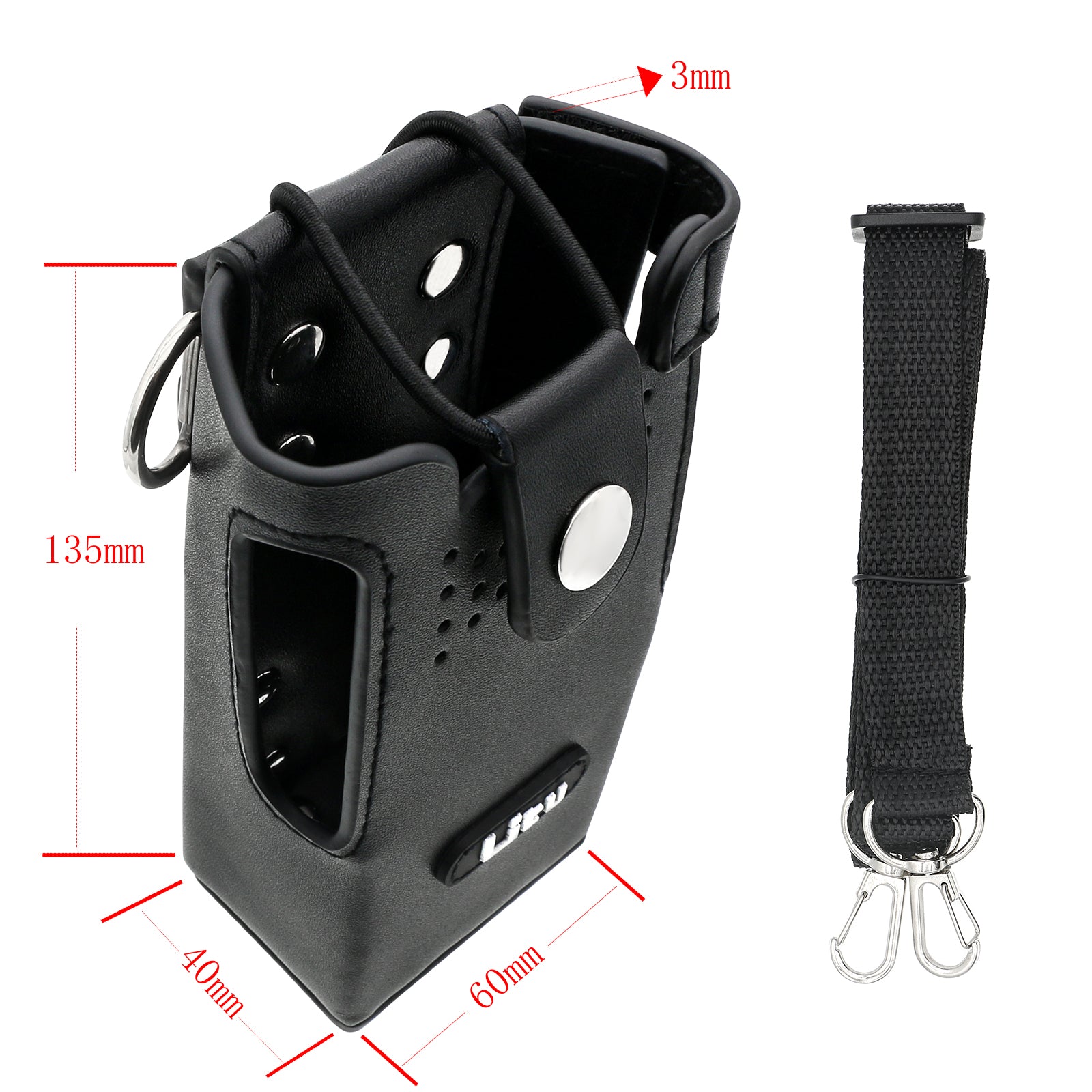 Heavy Duty Leather Carry Case, Motorola GP328, GP340, MTX900, PRO5150, HT750 Two-Way Radios, 143mm, Secure Holster