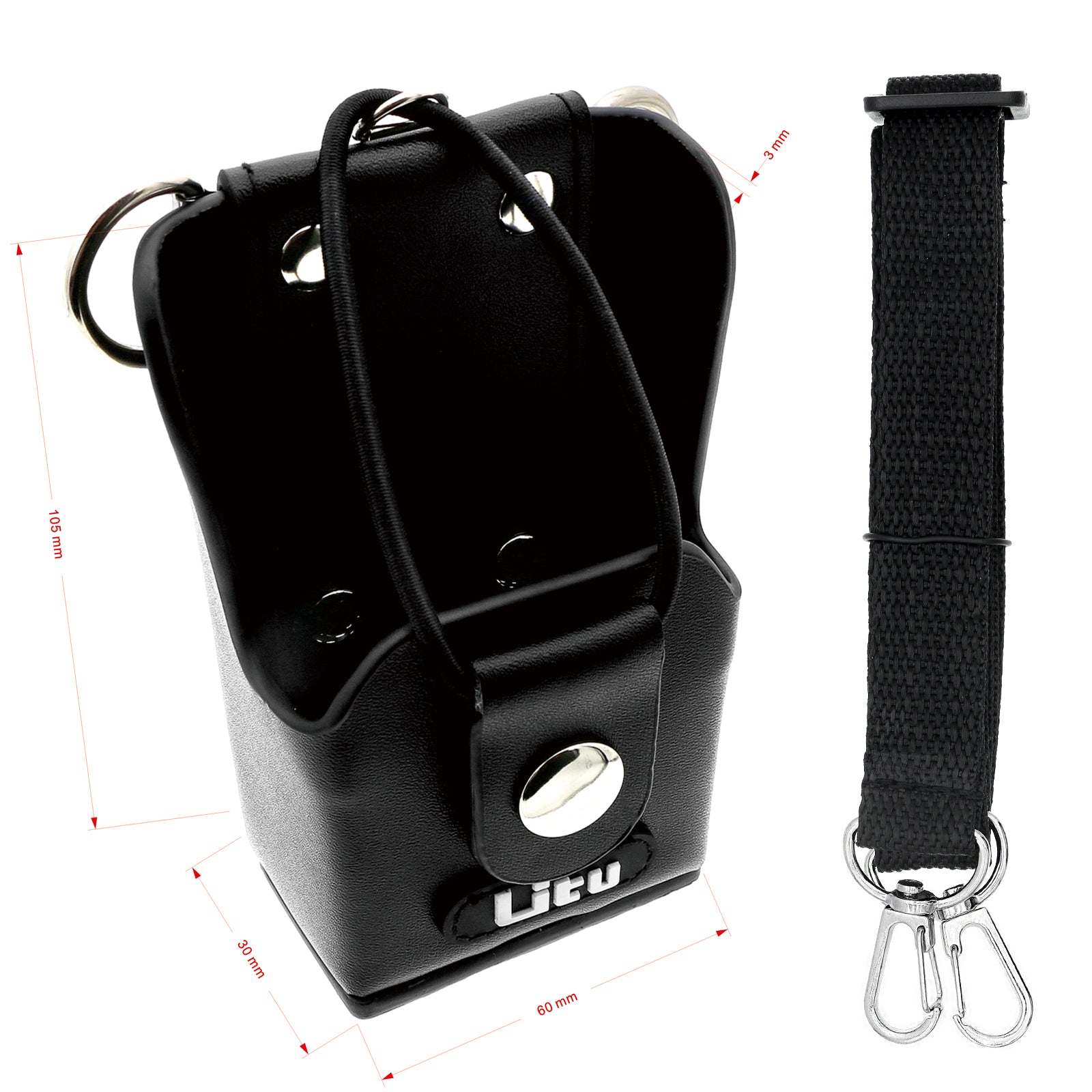 Heavy-Duty Leather Case for Motorola GP328 Plus/GP338 Plus Radio - Secure Holster, 115.5x70.5x63mm