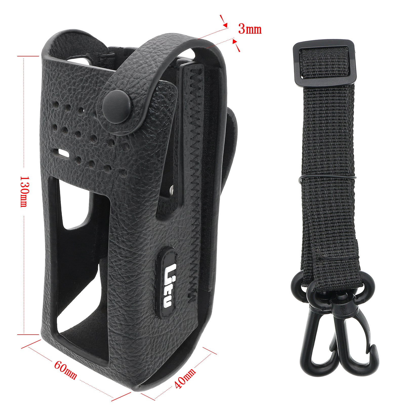 Heavy-Duty Leather Carry Case with Fixed Belt Loop - Motorola DP4000ex, XPR7550, APX9000 Radio - PMLN5838A