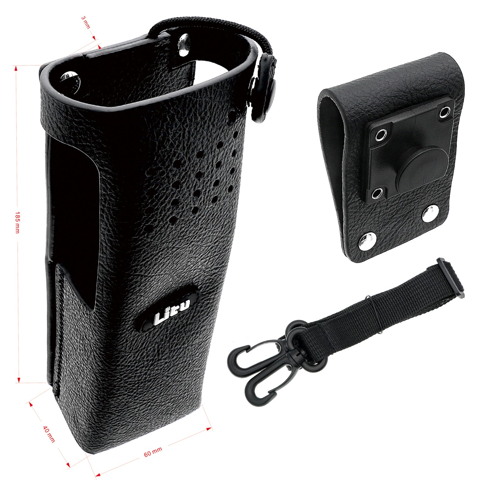 Heavy-Duty Leather Radio Holster for Motorola R7 & R7A, Secure Fit, 193x81.6x63.7mm Case, Model 410V