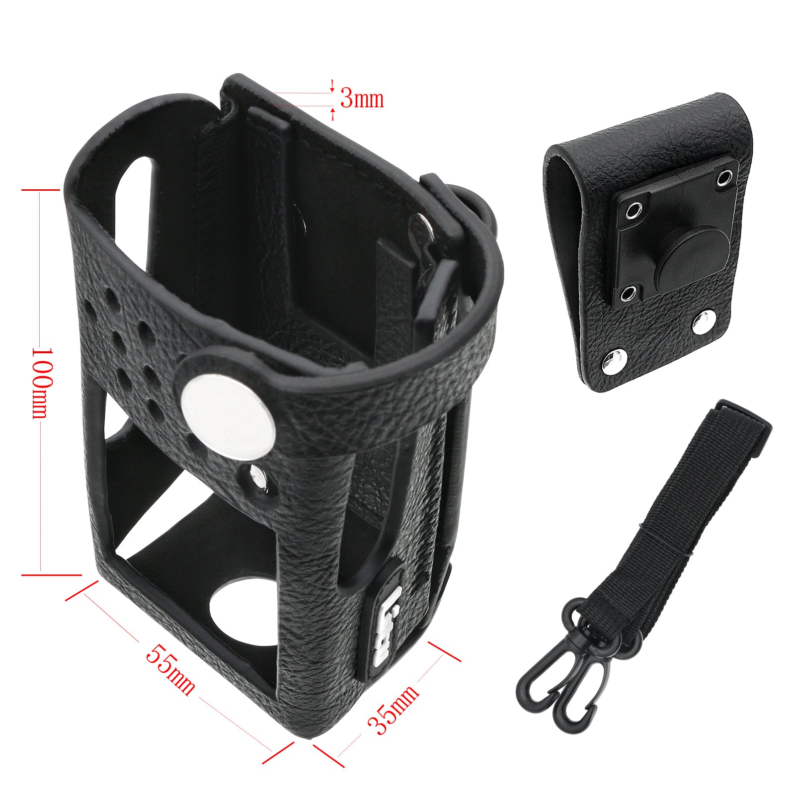 Premium Leather Radio Case for Entel DX485/DX425/DX542M/DX582M - Heavy Duty, CLCDX5/CLCDX2, 113x67x65mm