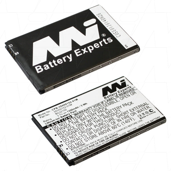 MI Battery Experts CPB-35H00152-01M-BP1 High-Capacity 1.35Ah Lithium-Ion Smartphone Battery, 3.7V, 5.0Wh, Ultra-Slim 43.8x4.8mm