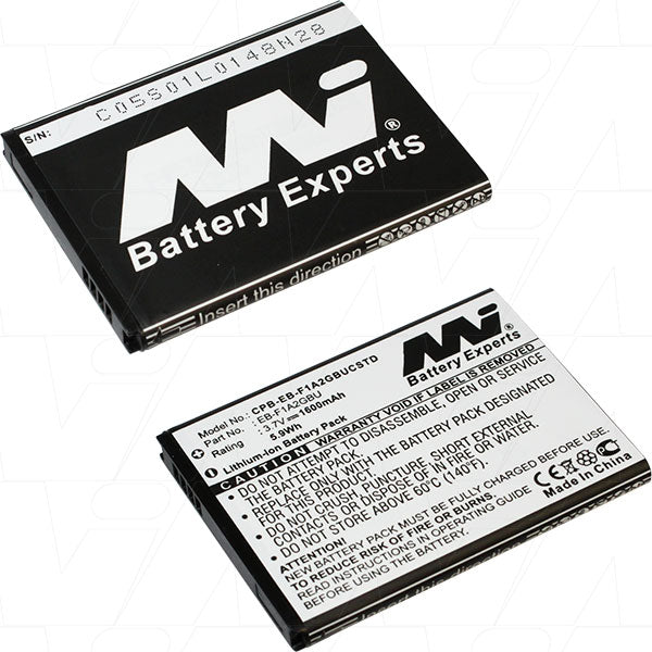 MI Battery Experts CPB-EB-F1A2GBUCSTD-BP1 1.6Ah Li-Ion Battery Slim 46x5.8mm, 3.7V, 5.9Wh Power for Mobile Devices