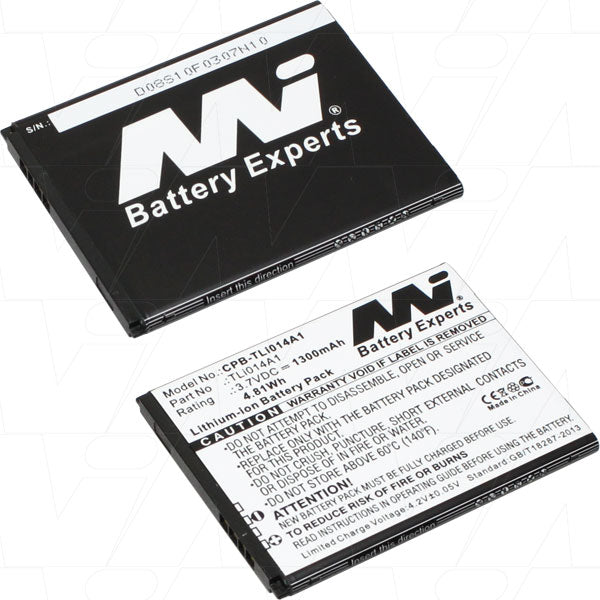 MI Battery Experts CPB-TLi014A1-BP1 Professional-Grade 3.7V 1.3Ah Lithium-Ion Battery for Mobile Devices - Compact 32g Power