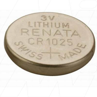 Renata CR1025 3V Lithium Coin Cell Battery - Swiss-Made, 30mAh, 10mm Diameter for Precision Devices & Memory Backup