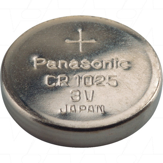 Panasonic CR1025 3V Lithium Coin Cell Battery - 30mAh, 10mm Diameter for Electronics & Memory Backup