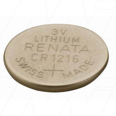 Renata CR1216 3V Lithium Coin Cell Battery Swiss-Made, 25mAh, 12.5x1.6mm, for Precision Electronics & Memory Backup