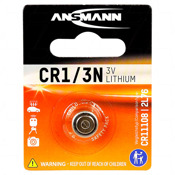 ANSMANN CR1/3N 3V Lithium Battery Professional-Grade 160mAh Power for High-End Cameras & Light Meters (11.6x10.8mm)