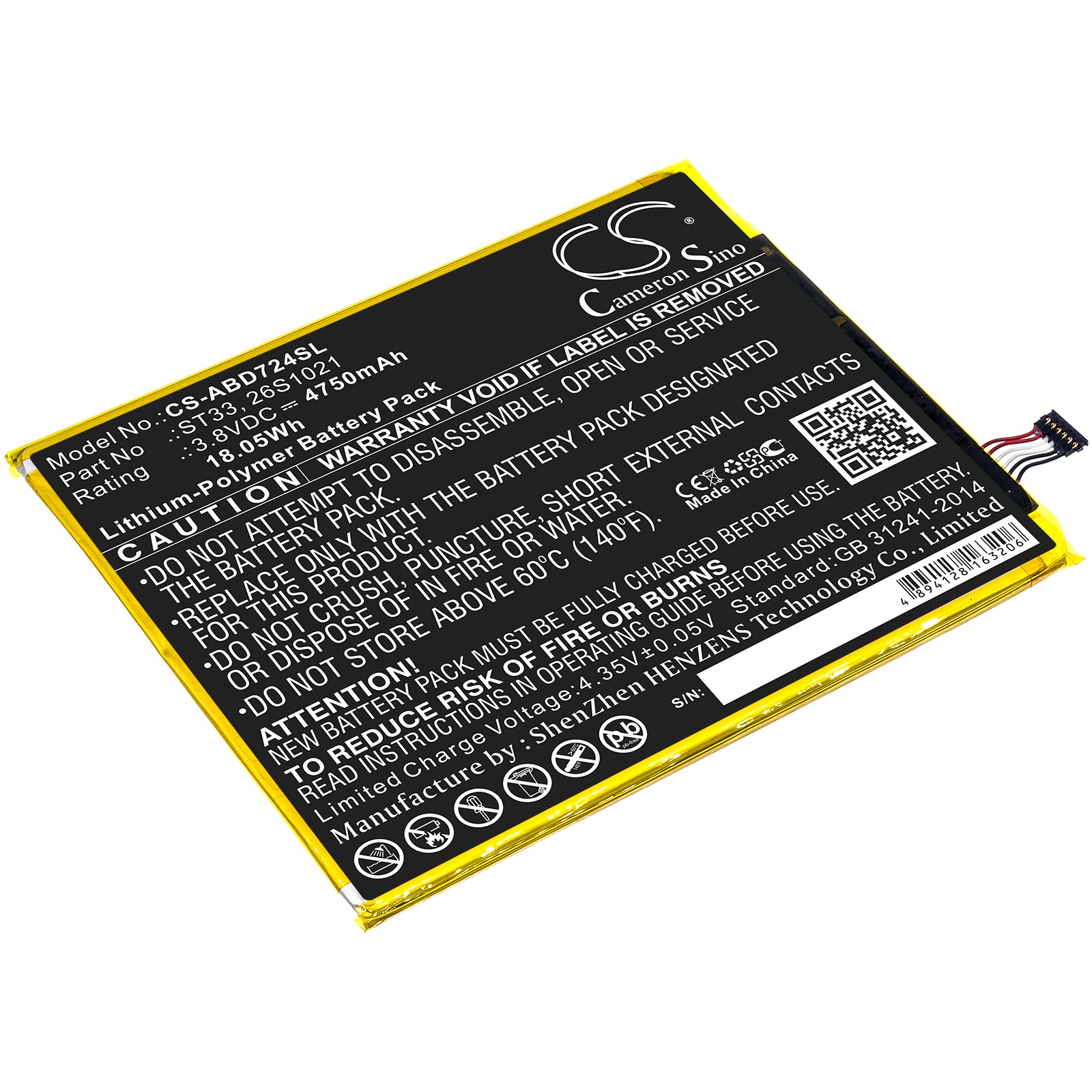 4750mAh Replacement Battery for Kindle Fire HD 8 (8th Gen) Tablet - K72LL3/K72LL4, 3.8V 18.05Wh
