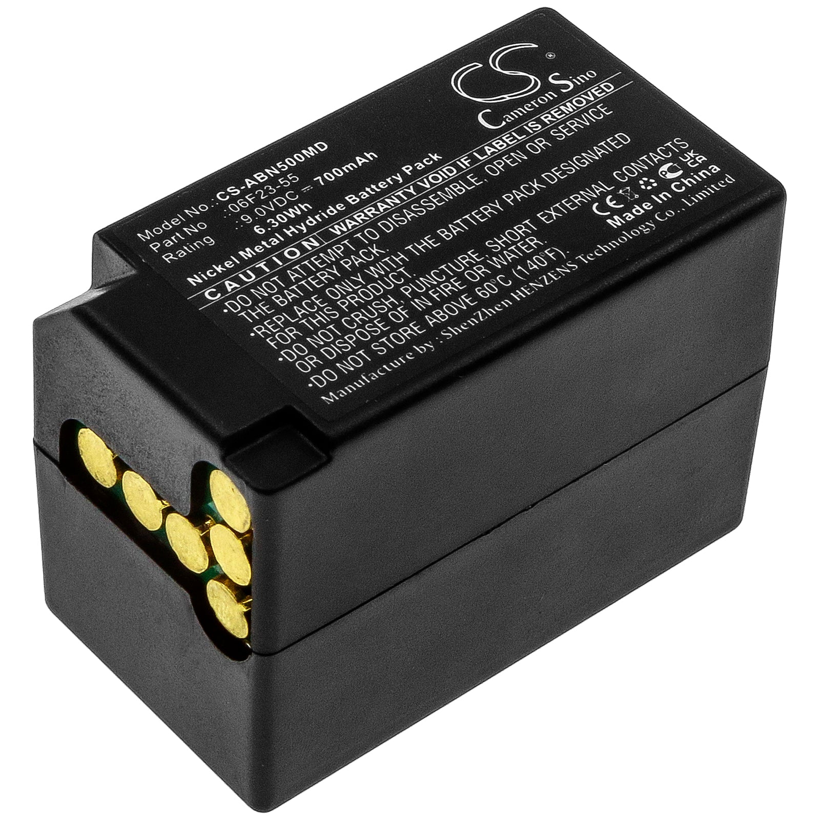 700mAh Ni-MH 9V Battery for Abbott i-STAT 1 & 300-G Analyzers - Replacement for 06F23-55, 52.42x38.10x30mm