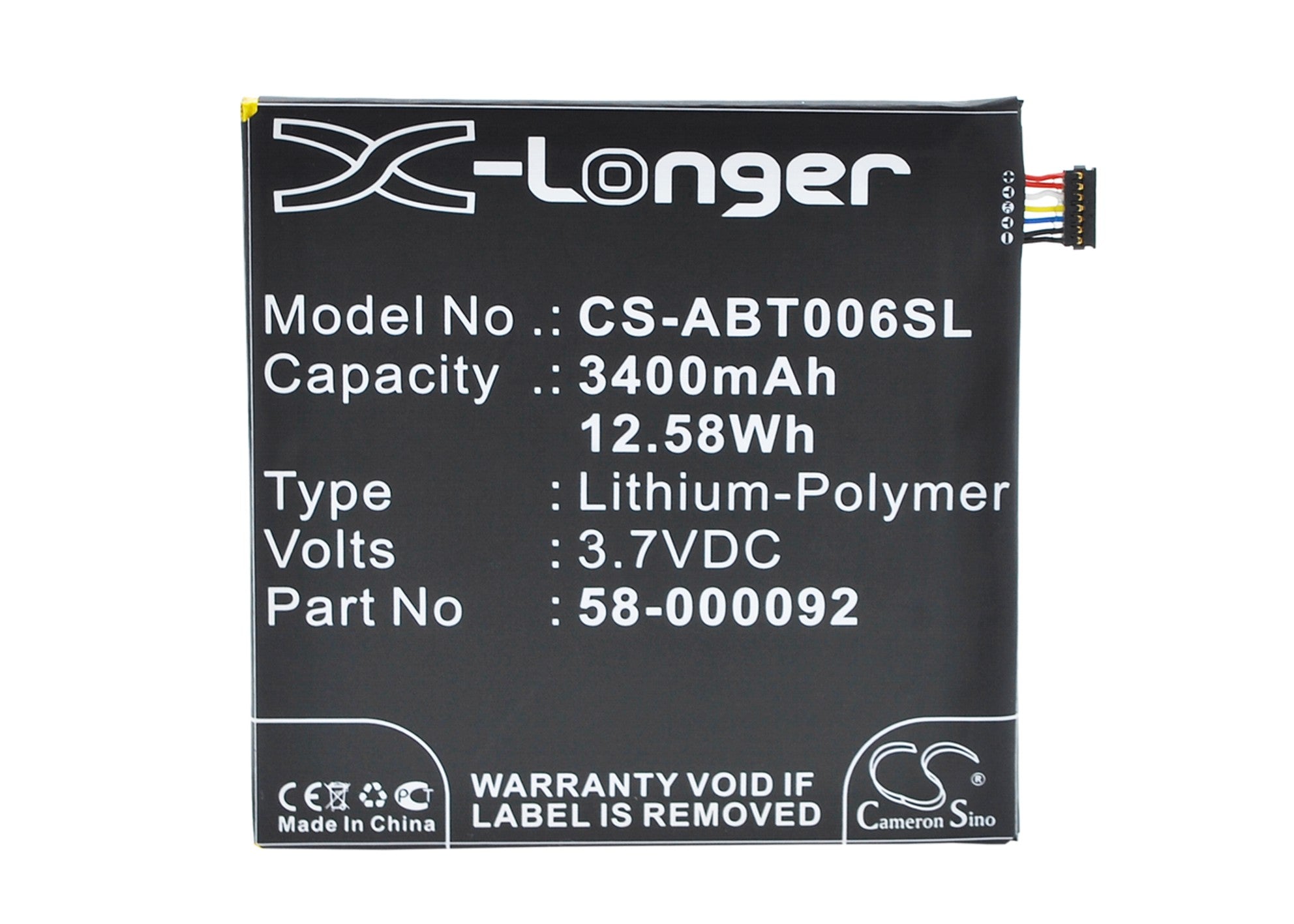3400mAh Replacement Battery for Amazon Fire HD 6 Tablet & Kindle Fire HD 6 - 3.7V Li-Polymer