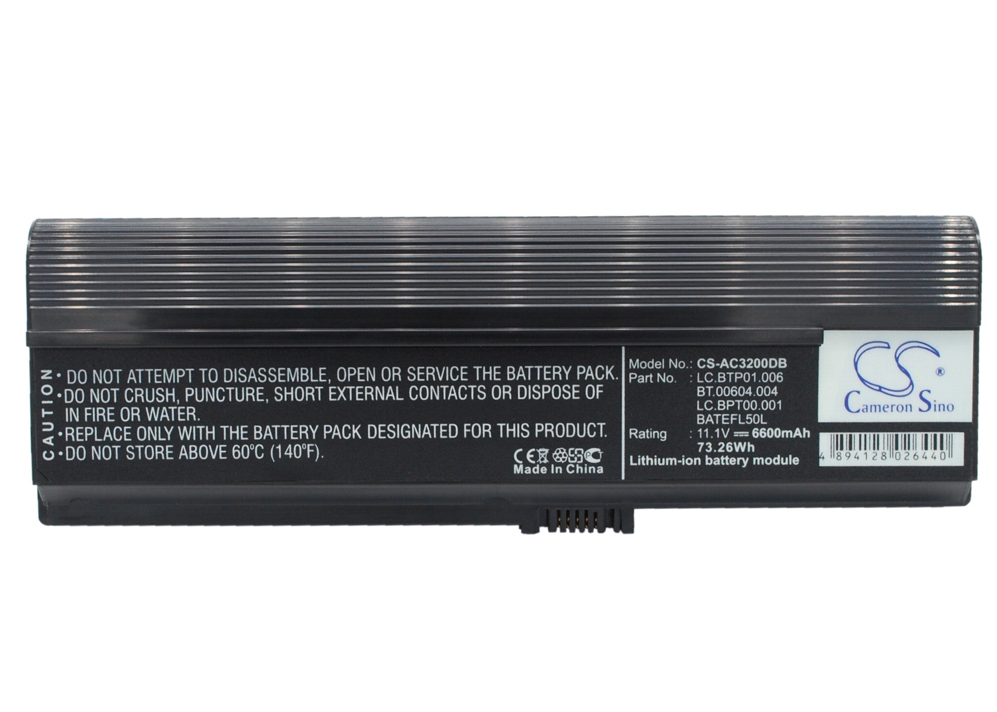 6600mAh Laptop Battery for Acer Aspire 3050 5050 5570 TravelMate 2480 3260 Series - 11.1V Li-ion