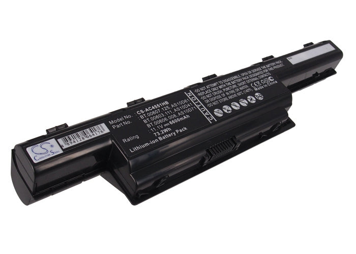 6600mAh Laptop Battery for Acer Aspire TravelMate eMachines Gateway Packard Bell - 11.1V 73.26Wh, Extended Life Replacement