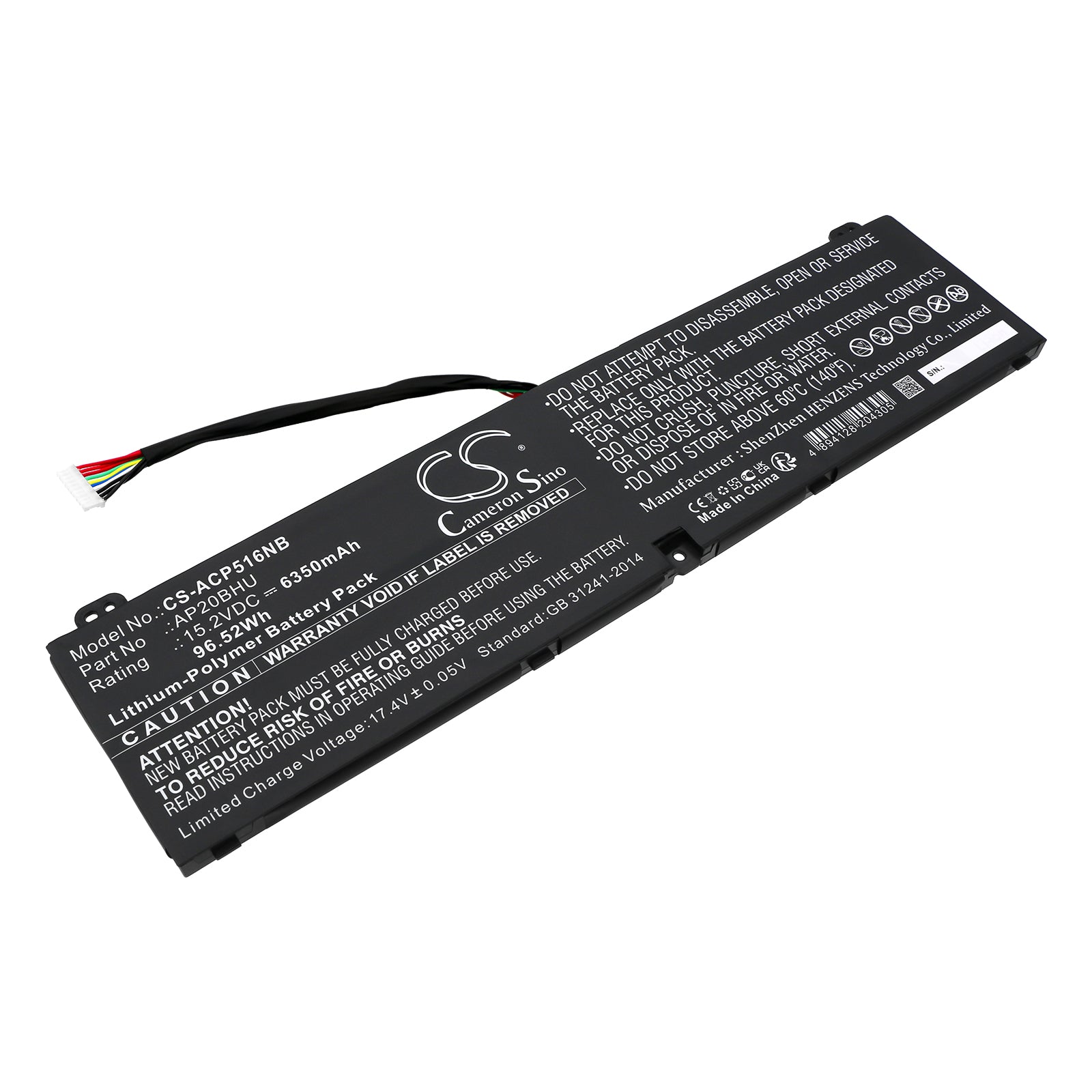 96.52Wh Laptop Battery - Acer Predator Triton, ConceptD 5 - 6350mAh 15.2V Replacement - AP20BHU