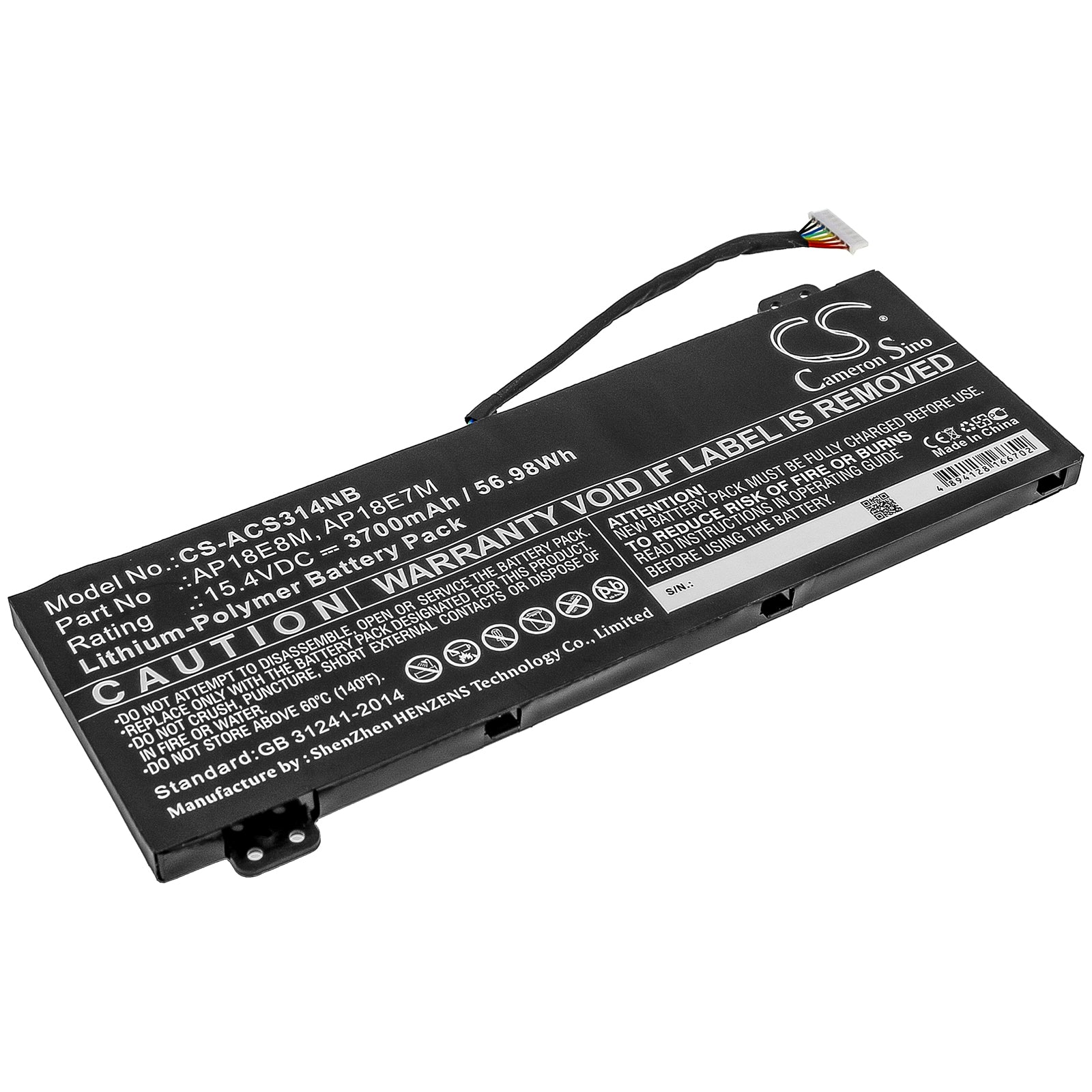 3700mAh Battery for Acer Nitro 5, Aspire, ConceptD Series Laptops - AP18E8M, 15.4V, 56.98Wh, Li-Polymer