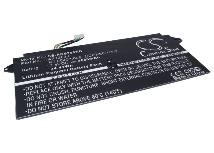 4650mAh Acer Aspire Laptop Battery: S7 S7-391, R14, V13, V7, V3 Series Replacement - 7.4V 34.41Wh Li-Polymer AP12F3J