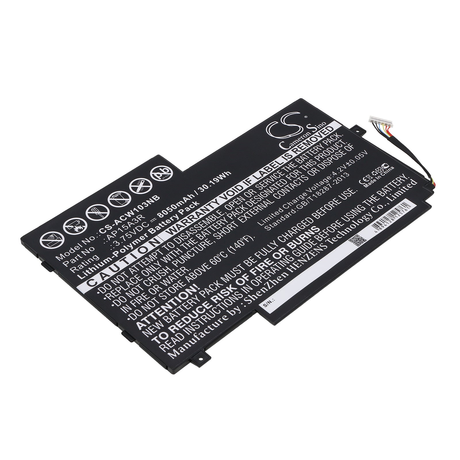 8050mAh Replacement Battery - Acer Aspire Switch 10E SW3-013 Laptop - 3.75V 30.19Wh Li-Polymer