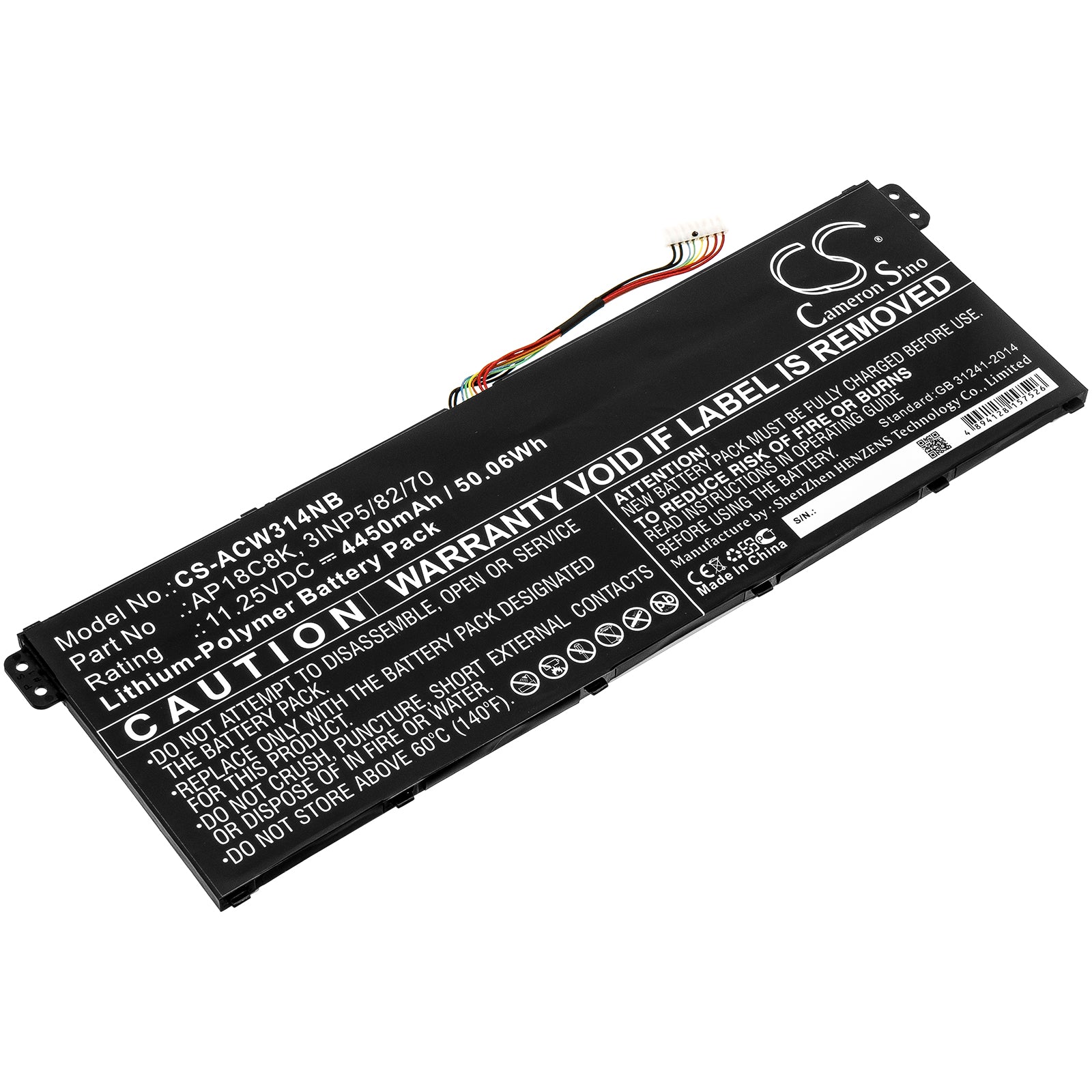 Acer Swift 3 SF314-57G, Chromebook 314 C933 Laptop Battery Replacement - 4450mAh, 11.25V 50.06Wh