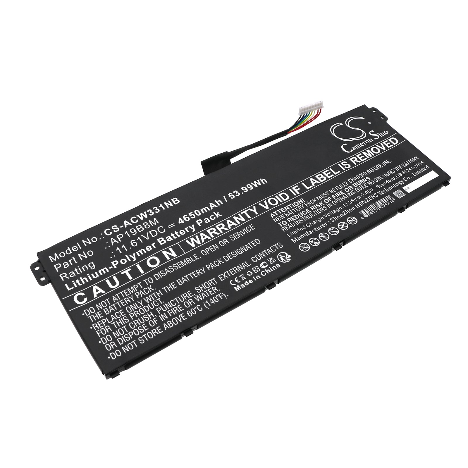 4650mAh Laptop Battery for Acer Chromebook Spin Swift TravelMate Aspire Vero Series - 11.61V 53.99Wh Replacement