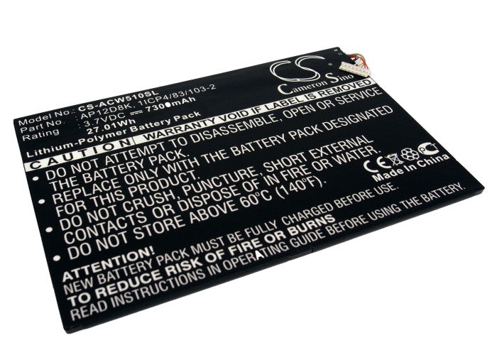 7300mAh Replacement Battery for Acer Iconia Tab W510, P3-171 Series - 3.7V, 27.01Wh Li-Polymer