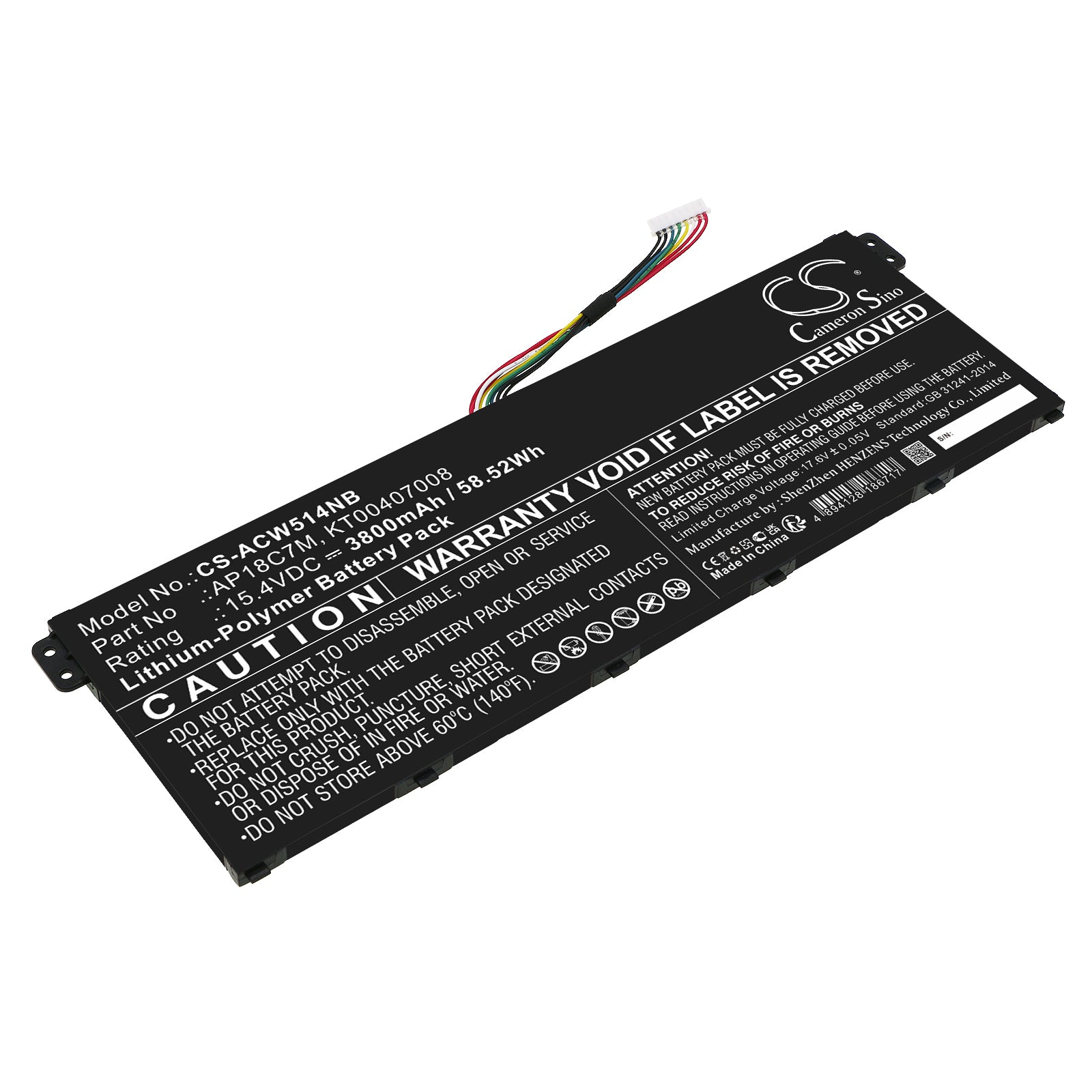 Laptop Battery for Acer Swift/TravelMate/ConceptD/Spin - 15.4V 58.52Wh Li-Polymer Replacement