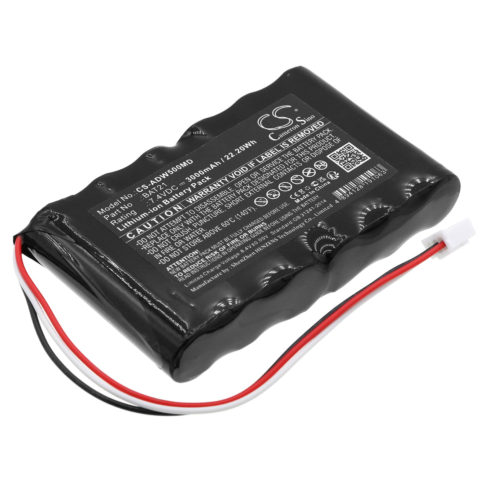7. 4V 3000mAh Li-ion Battery for ADE ESW50-15 & STAN07 Medical Devices, 85.2x53.2x16.2mm Replacement